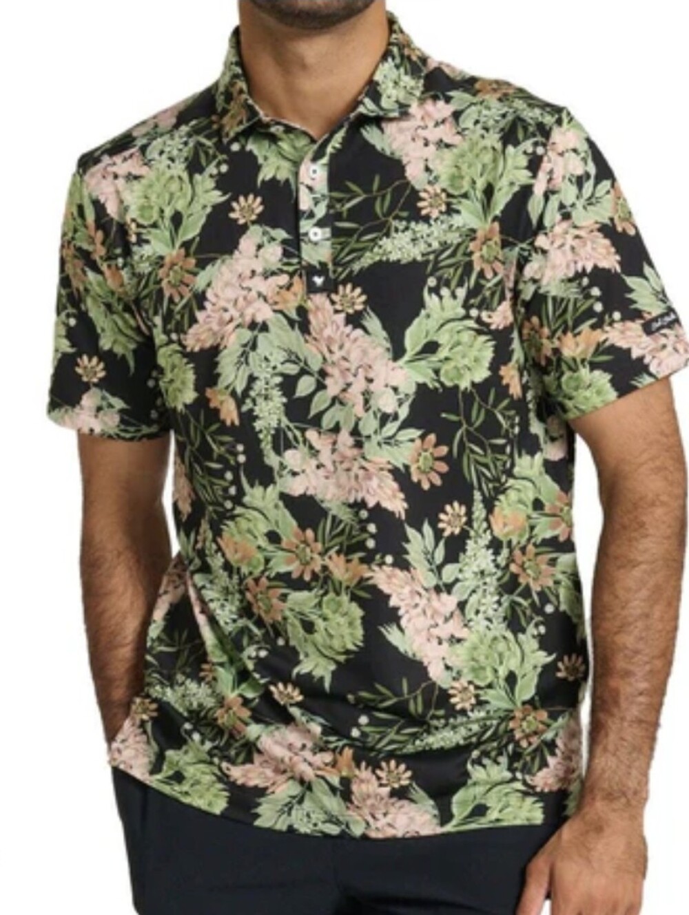 Bad Birdie 'Randy's Moss' Sporty/Athletic Black & Green Golf Polo (Size 2 XL)